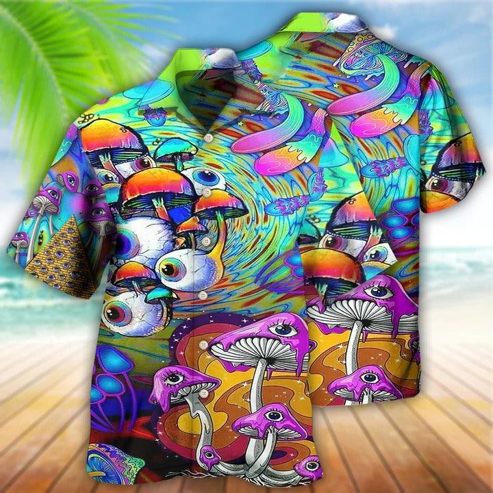 Hippie Aloha Hawaiian Shirt - Hippie Peace Life Style Mushroom Hawaiian Shirt For Summer - Perfect Gift For Friend, Family