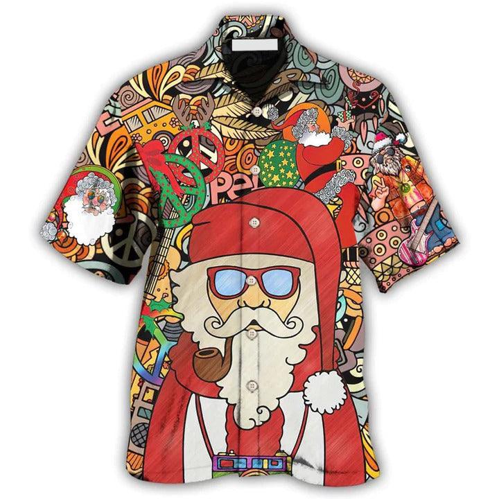 Hippie Aloha Hawaiian Shirt - Hippie Santa Claus Merry Christmas Hawaiian Shirt For Summer - Perfect Gift For Friend, Family - Image 2