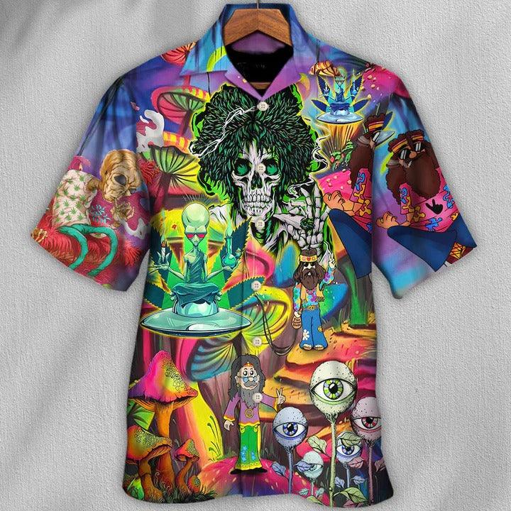 Hippie Aloha Hawaiian Shirt - Hippie Skull Cool Life Hawaiian Shirt For Summer - Perfect Gift For Friend, Family