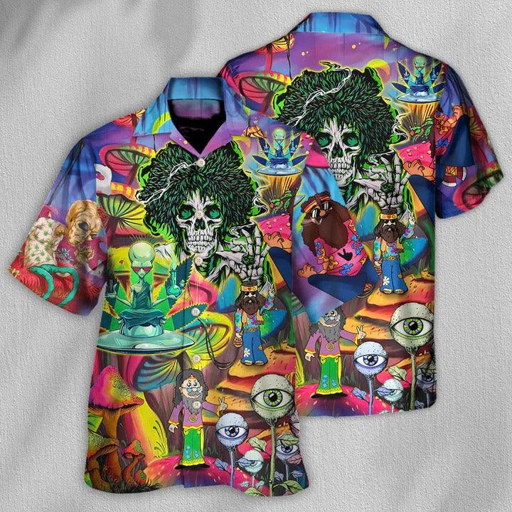 Hippie Aloha Hawaiian Shirt - Hippie Skull Cool Life Hawaiian Shirt For Summer - Perfect Gift For Friend, Family - Image 2