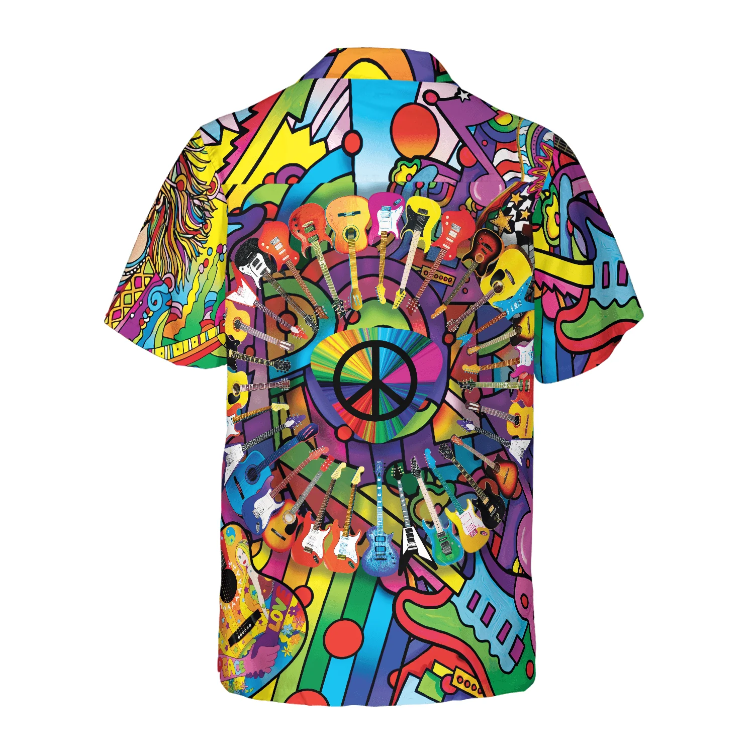 Hippie Guitars Hawaiian Shirt, Colorful Summer Aloha Shirt For Men Women, Perfect Gift For Friend, Family, Team, Guitar Lovers - Image 2