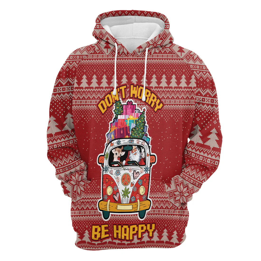 Hippie Style Premium Christmas Hoodie, Don't Worry Be Happy Unisex Hoodie For Men & Women - Perfect Gift For Christmas, Friends, Family - Image 3
