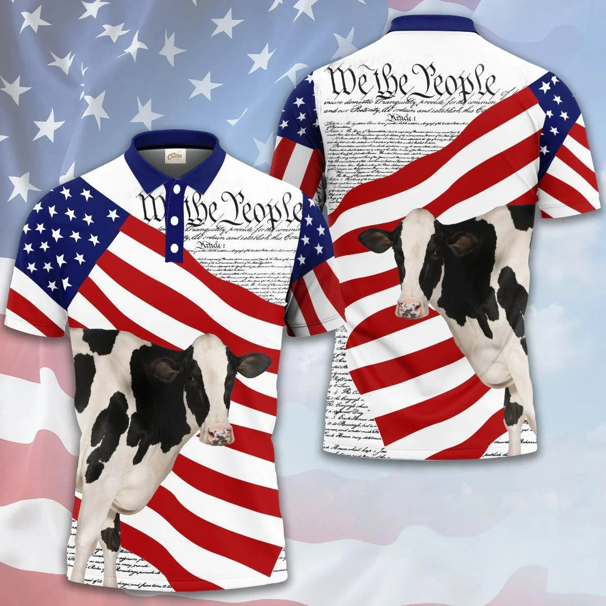 Holstein Men Polo Shirts - Holstein States Of America Polo Shirt For Men - Perfect Gift For Holstein Lovers, Cattle Lovers