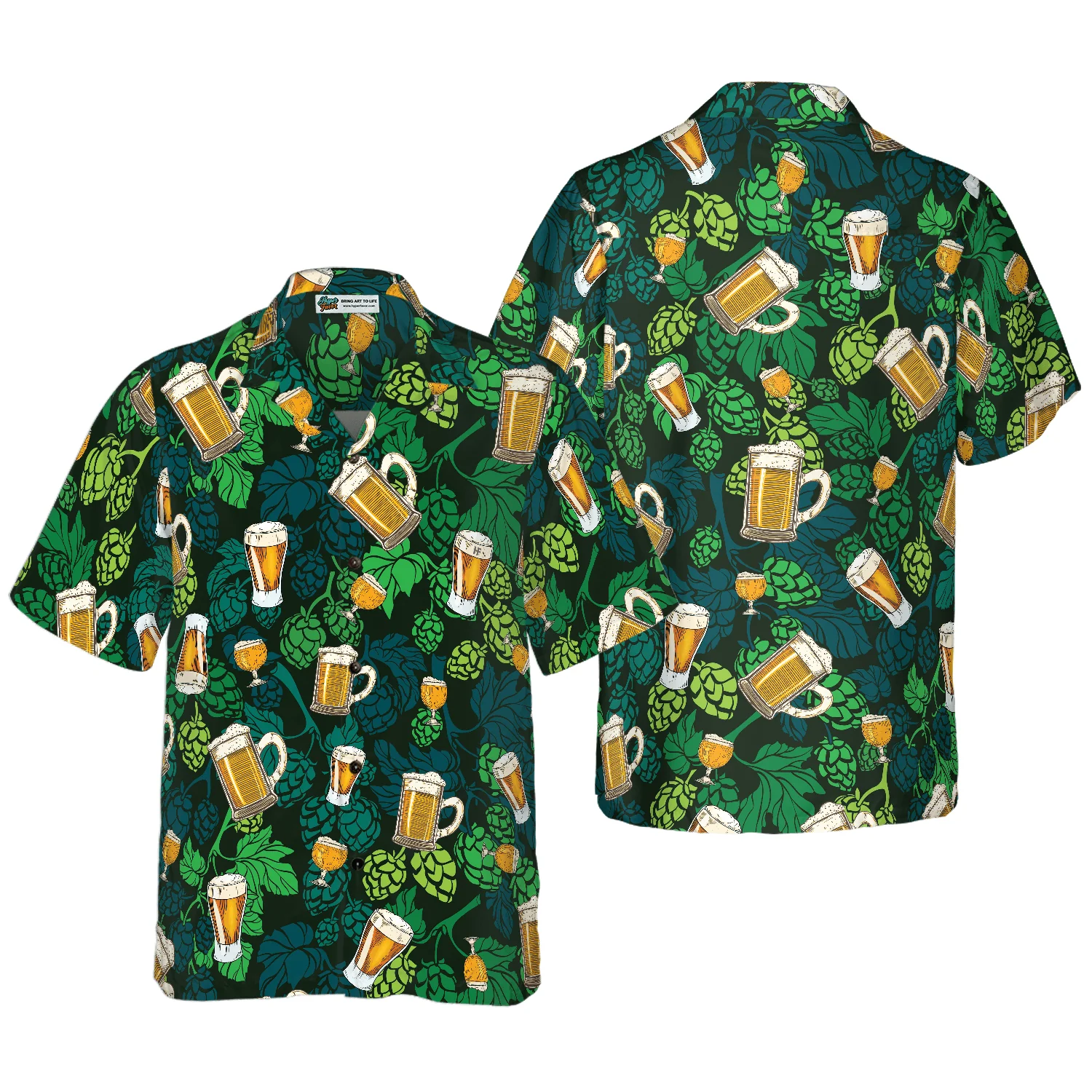 Hop Cones Beer Glass Hawaiian Shirt, Colorful Summer Aloha Shirt For Men Women, Perfect Gift For Friend, Family, Husband, Wife