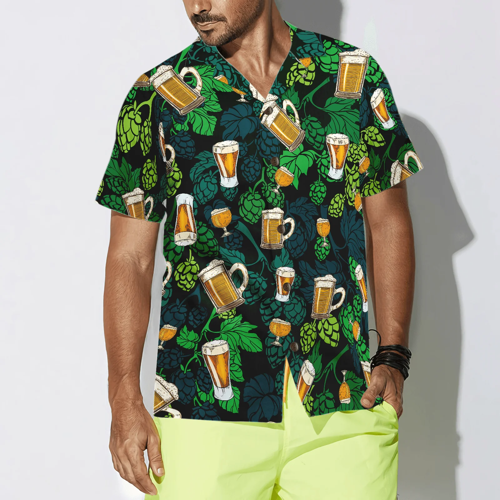 Hop Cones Beer Glass Hawaiian Shirt, Colorful Summer Aloha Shirt For Men Women, Perfect Gift For Friend, Family, Husband, Wife - Image 4