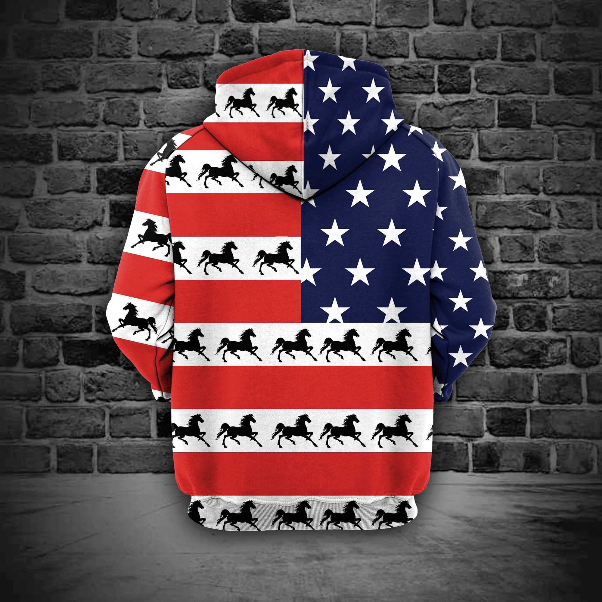 Horse American Flag Pullover Premium Hoodie, Perfect Outfit For Men And Women On Christmas New Year Autumn Winter - Image 2