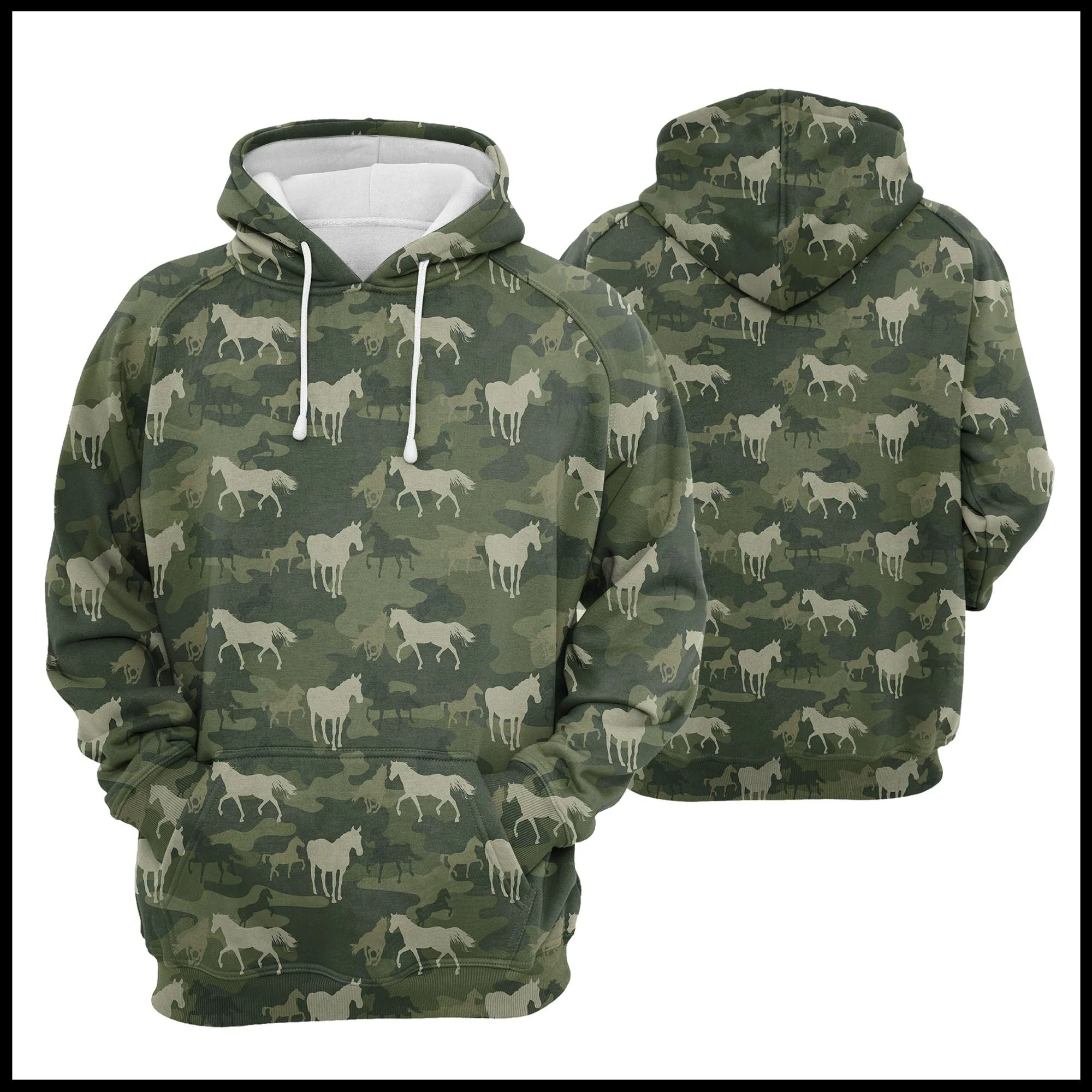 Horse Camo Pattern Pullover Premium Hoodie, Perfect Outfit For Men And Women On Christmas New Year Autumn Winter - Image 3