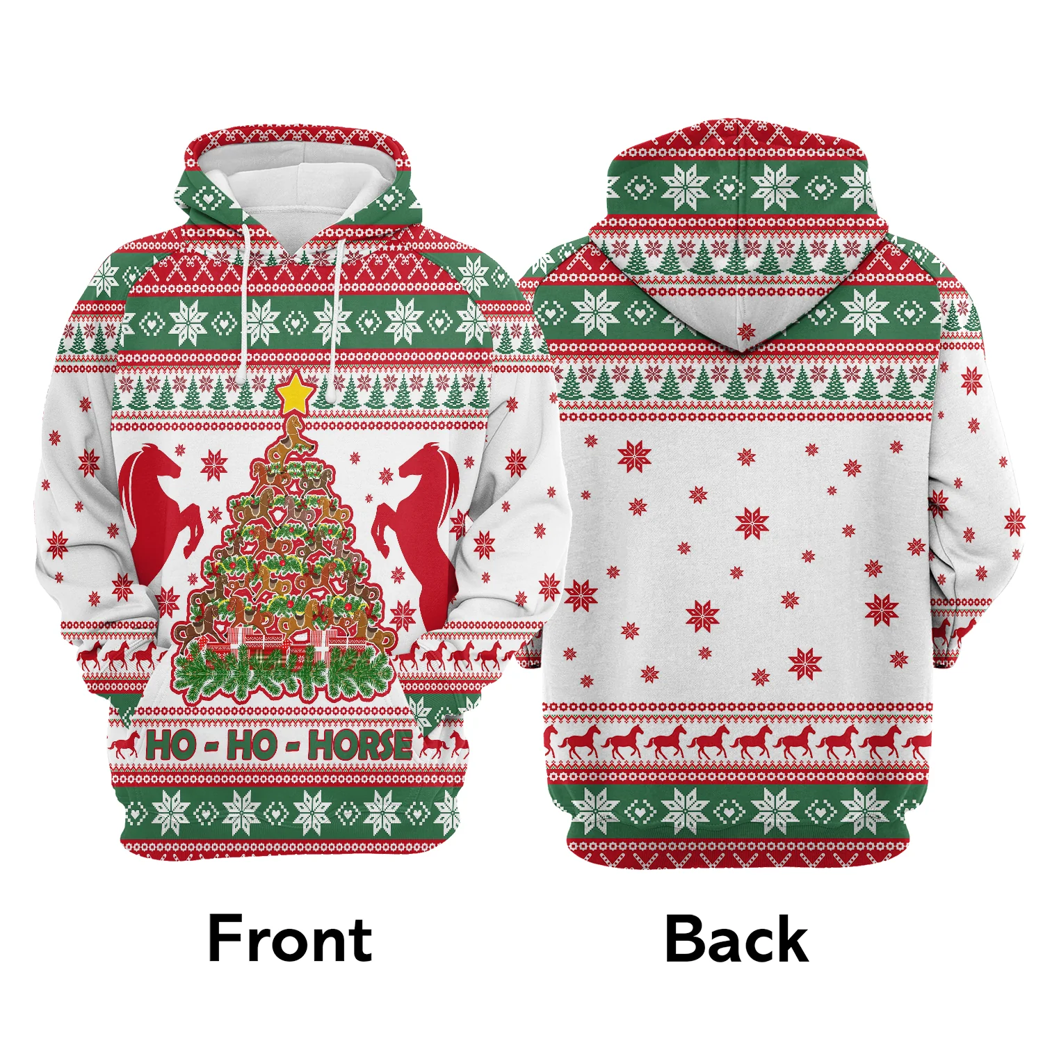 Horse Christmas Tree Pullover Premium Hoodie Ho Ho Horse, Perfect Outfit For Men And Women On Christmas New Year Autumn Winter - Image 2