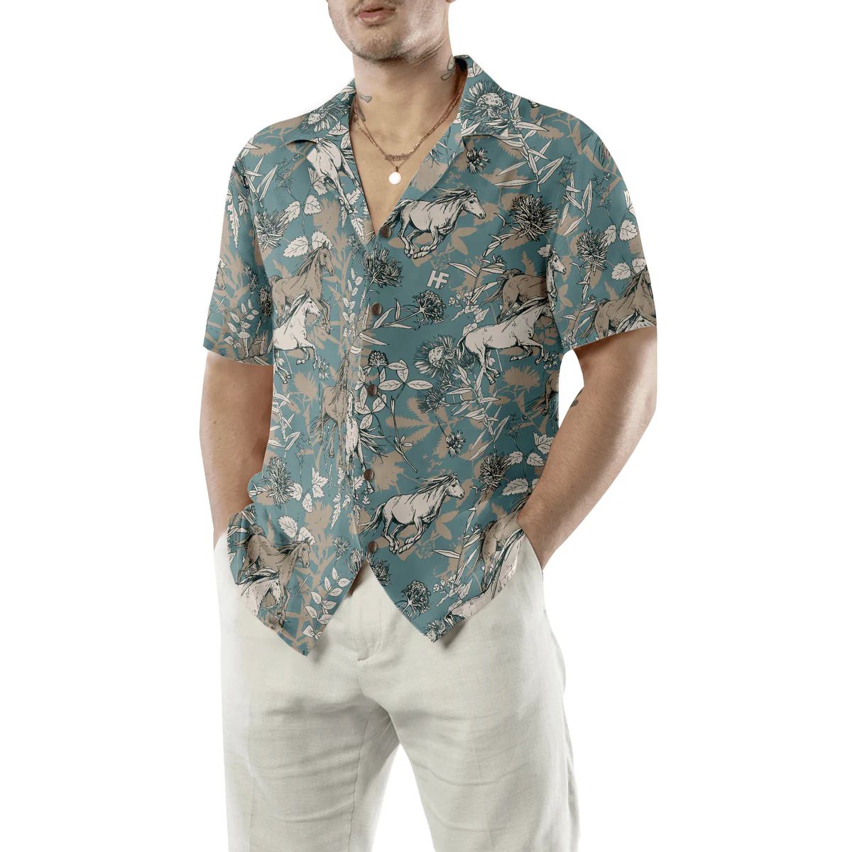 Horse Hawaiian Shirt, Beautiful Horse Aloha Shirt For Men - Perfect Gift For Horse Lovers, Husband, Boyfriend, Friend, Family - Image 5