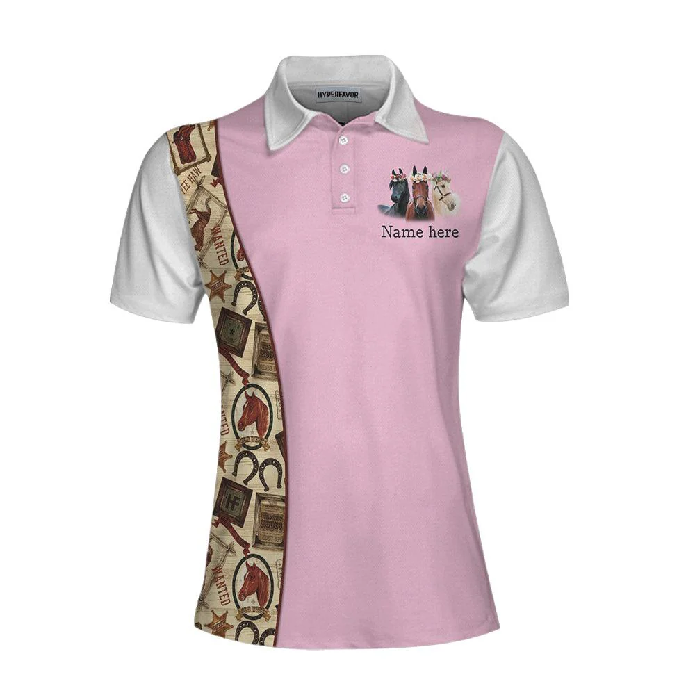 Horse Racing Custom Name Women Polo Shirt, Pink And White Weekend Forecast Personalized Women Polo Shirts, Gift For Ladies, Girls, Horse Racing Lovers - Image 5