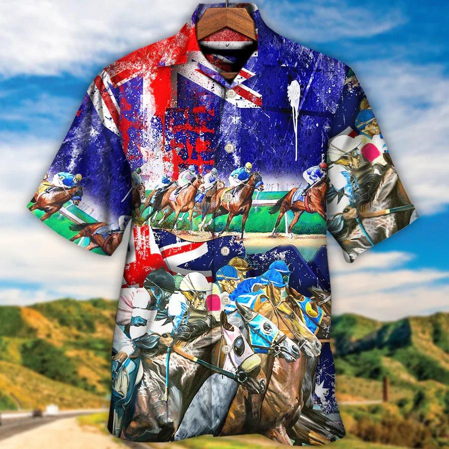 Horse Racing Hawaiian Shirts - Australian Flag, Horse Racing Hawaiian Shirt - Perfect Gift For Men, Horse Racing Lovers - Image 2