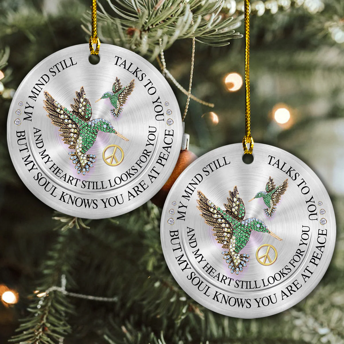 Hummingbird Ceramic Christmas Ornament - My Mind Still Talks To You Ceramic Ornament, Gift For Christmas, Holiday Decor - Image 3