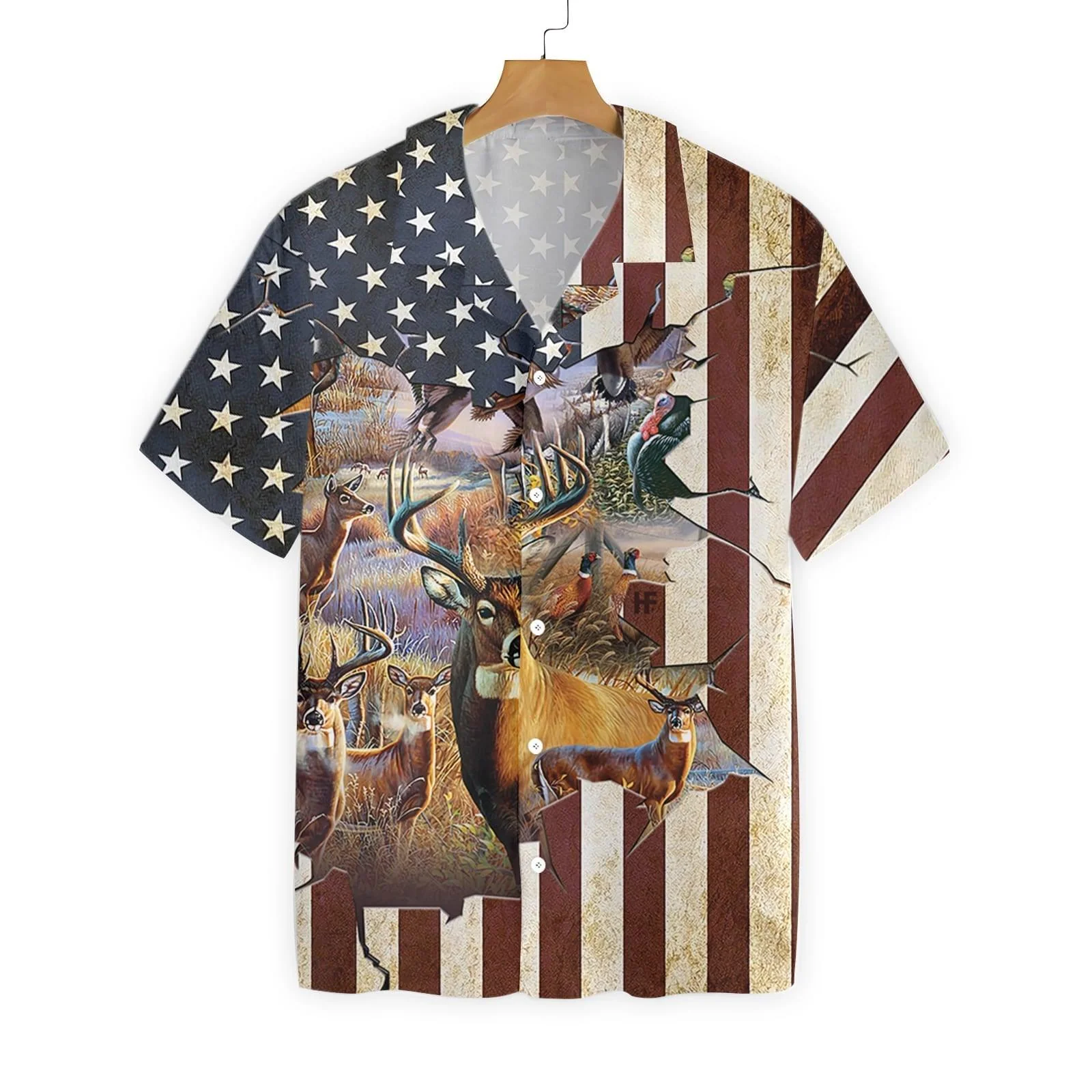 Hunting Hawaiian Shirts, American Flag Hunter, Deer Animals Aloha Shirts - Perfect Gift For Men, Family, Friends - Image 4