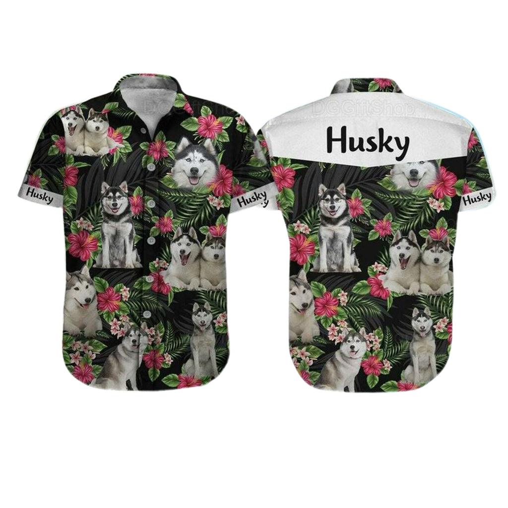 Husky Dog Aloha Hawaiian Shirt - Funny Husky Dog Pet Cute Hawaiian Shirt, Flowers Tropical Pattern Hawaiian Shirt For Men & Women, Husky Lover - Image 2