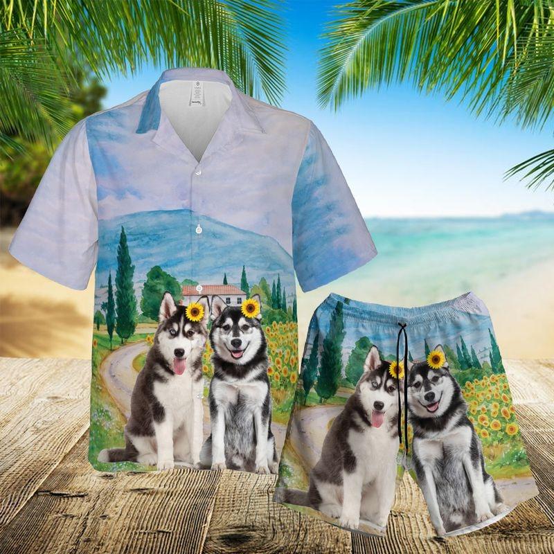 Husky Dog Aloha Hawaiian Shirt - Husky Puppies Dog Mom Hawaiian Shirt, usky Fans Summer Hawaiian Shirt For Men & Women, Dog Lover
