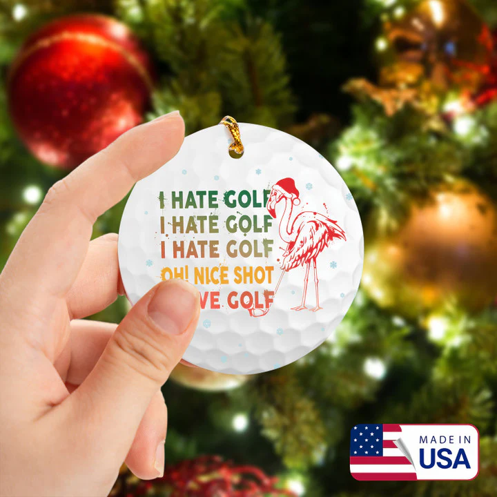 I Hate Golf Gradient Flamingo Golf Ceramic Ornament - Best Gift For Golf Lovers, New Year, Christmas - Image 2