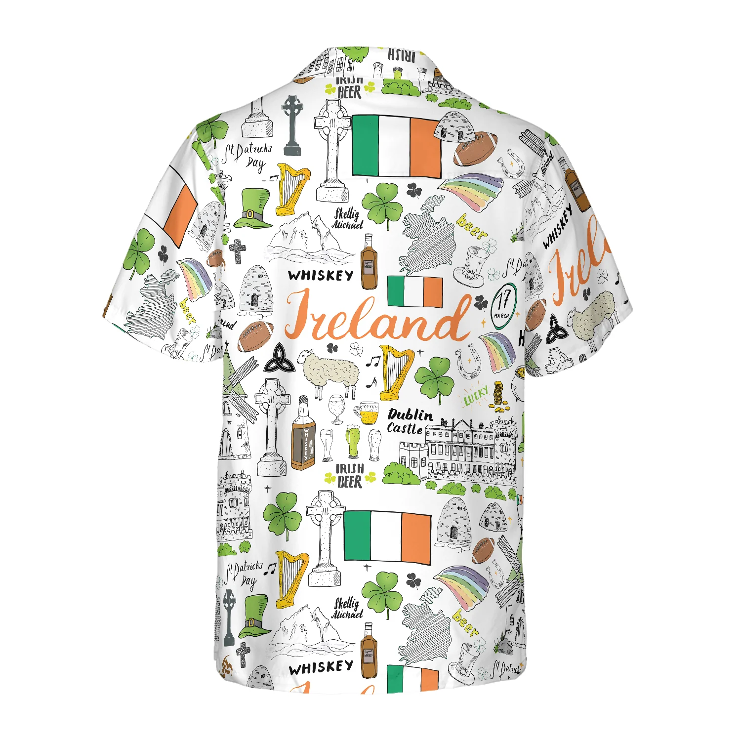 I Love Ireland Doodle Hawaiian Shirt, Colorful Summer Aloha Shirts For Men Women, Perfect Gift For Husband, Wife, Boyfriend, Girlfriend