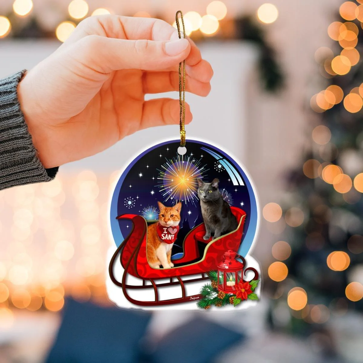 I love santa cat mica ornament gift for christmas 2022