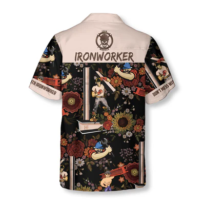 Ironworker Hawaiian Shirt, Don't Mess With Ironworker Aloha Shirt For Men - Perfect Gift For Ironworker, Friend, Family - Image 3