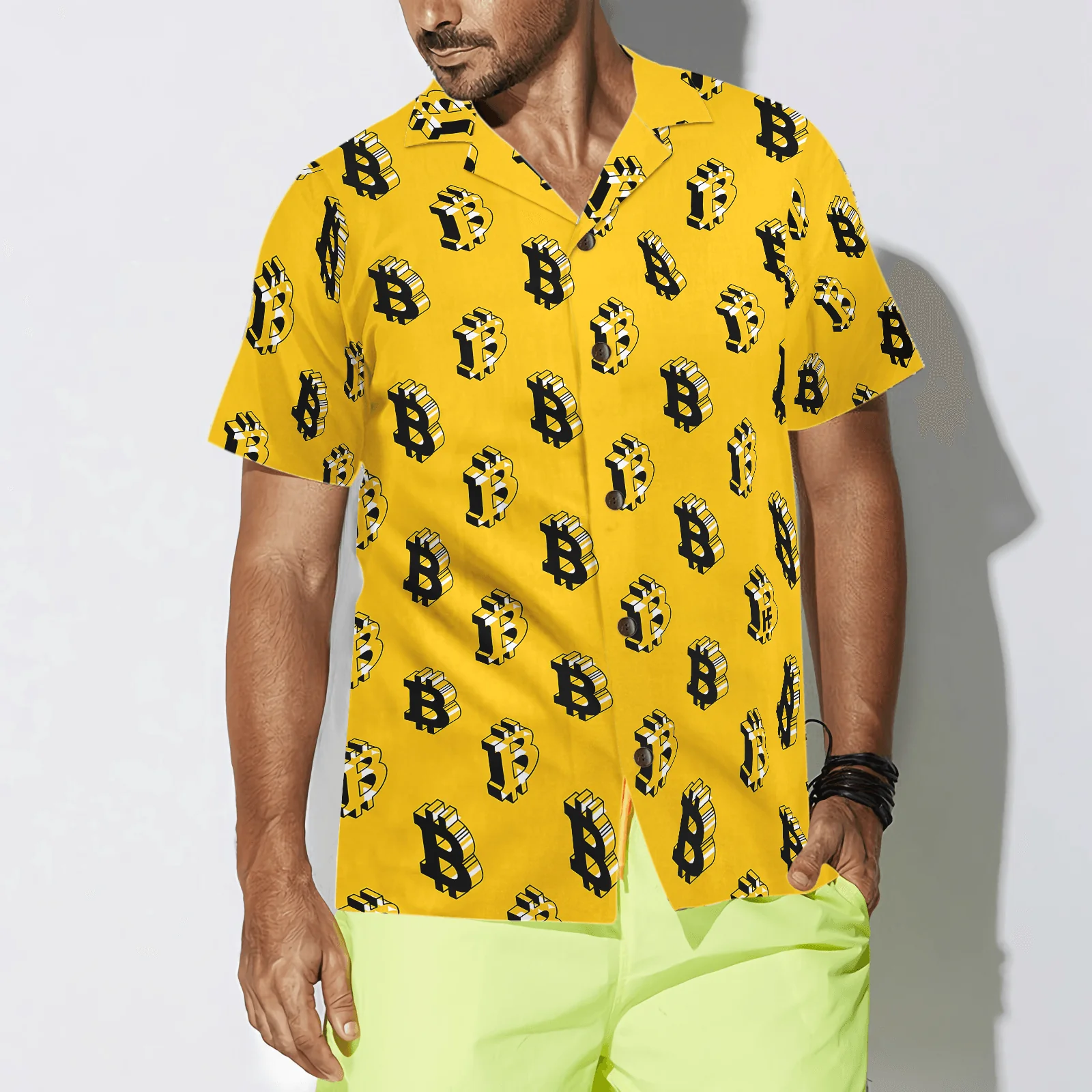 Isometric Bitcoin Cryptocurrency Hawaiian Shirt, Colorful Summer Aloha Shirt For Men Women, Perfect Gift For Friend, Family, Husband, Wife - Image 4