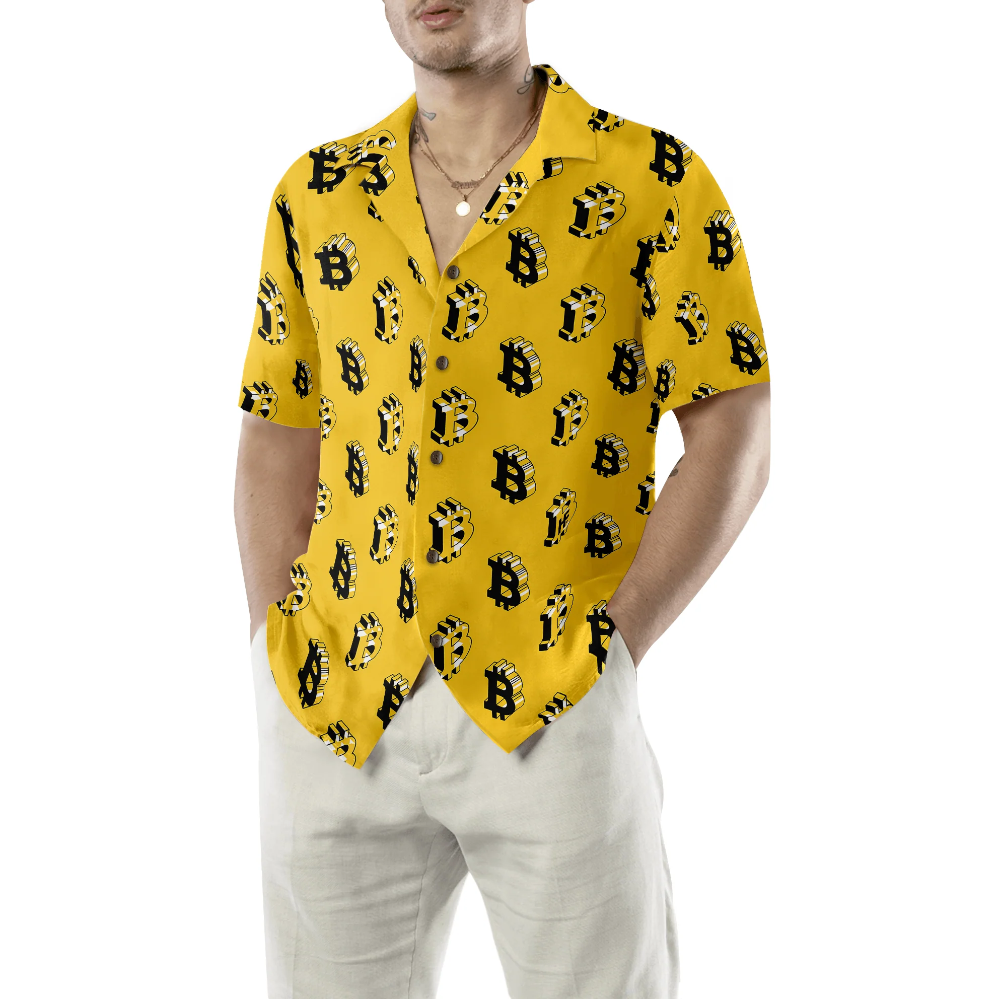 Isometric Bitcoin Cryptocurrency Hawaiian Shirt, Colorful Summer Aloha Shirt For Men Women, Perfect Gift For Friend, Family, Husband, Wife - Image 5