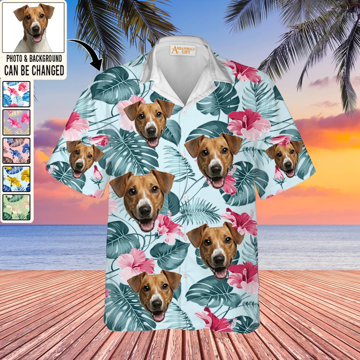 Jack Russell Face Custom Aloha Hawaii Shirt - Dog Custom Photo With Tropical Pattern Personalized Hawaiian Shirt - Perfect Gift For Dog Lovers, Friend, Family