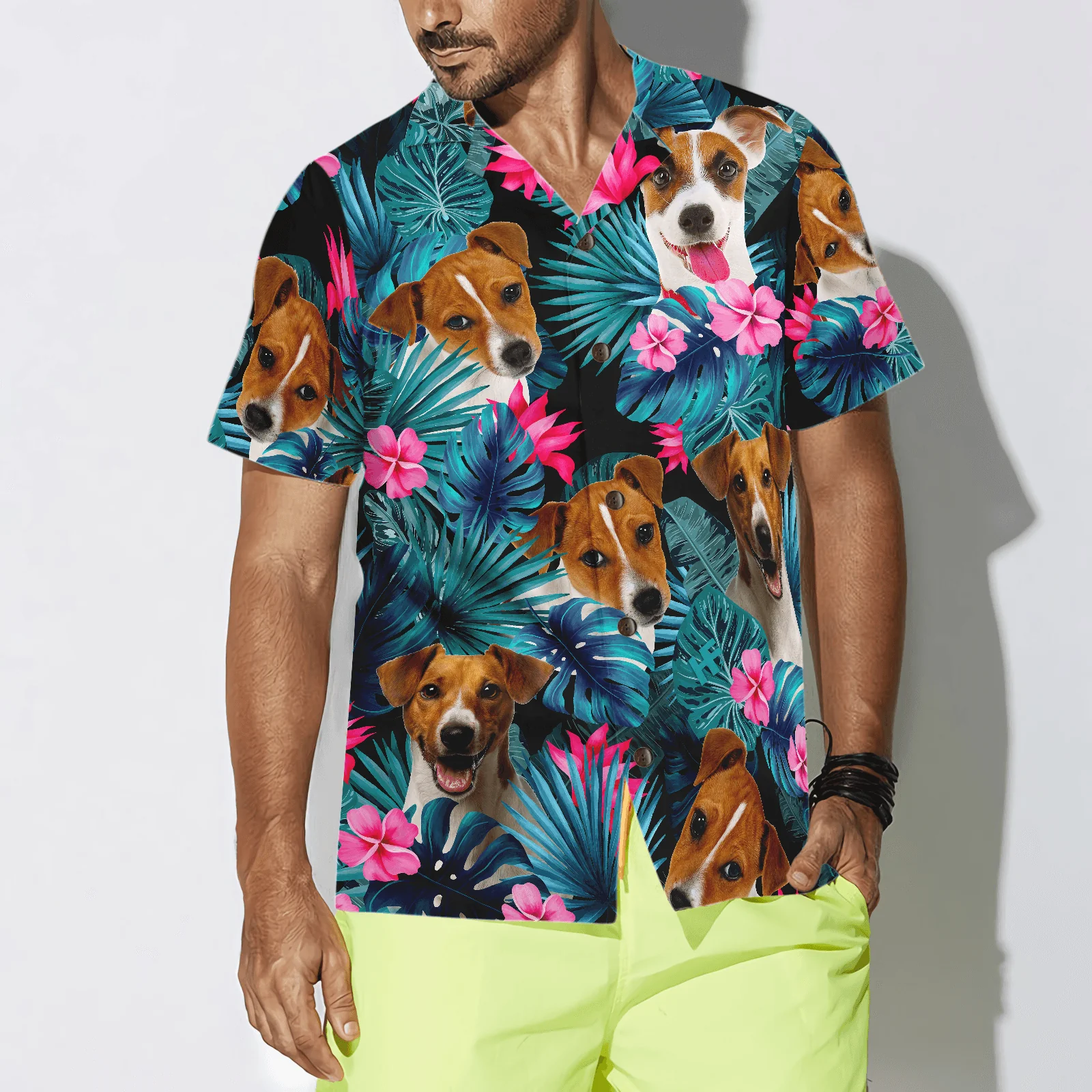 Jack Russell Terrier Hawaiian Shirt, Tropical Colorful Summer Aloha Shirt For Men Women, Perfect Gift For Friend, Family, Dog Lovers, Dog Mom Dad - Image 4