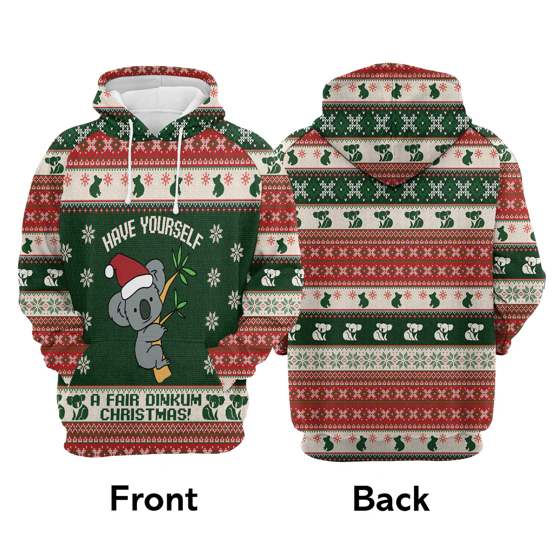 Koala Premium Christmas Hoodie, Koala Fair Dinkum Christmas Unisex Hoodie For Men & Women - Perfect Gift For Christmas, Koala Lover - Image 3