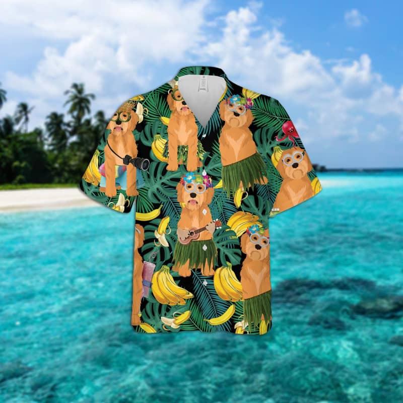 Labradoodle Hawaiian Shirt, Tropical Summer Leaves Hawaiian Shirt For Men - Perfect Gift For Labradoodle Lovers, Husband, Boyfriend, Friend, Family