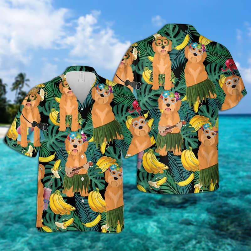 Labradoodle Hawaiian Shirt, Tropical Summer Leaves Hawaiian Shirt For Men - Perfect Gift For Labradoodle Lovers, Husband, Boyfriend, Friend, Family - Image 2