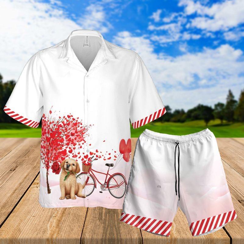 Labrador Aloha Hawaiian Shirt - Cartoon Labrador Pattern Hawaiian Shirt, My Dog Is My Valentine Pattern Hawaiian Shirt For Men & Women, Labrador Lover - Image 3
