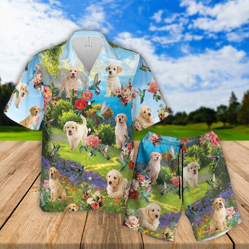 Labrador Aloha Hawaiian Shirt - Labrador Puppies Two Piece Hawaiian Shirt, Labrador Garden Hawaiian Shirt For Men & Women, Labrador Lover