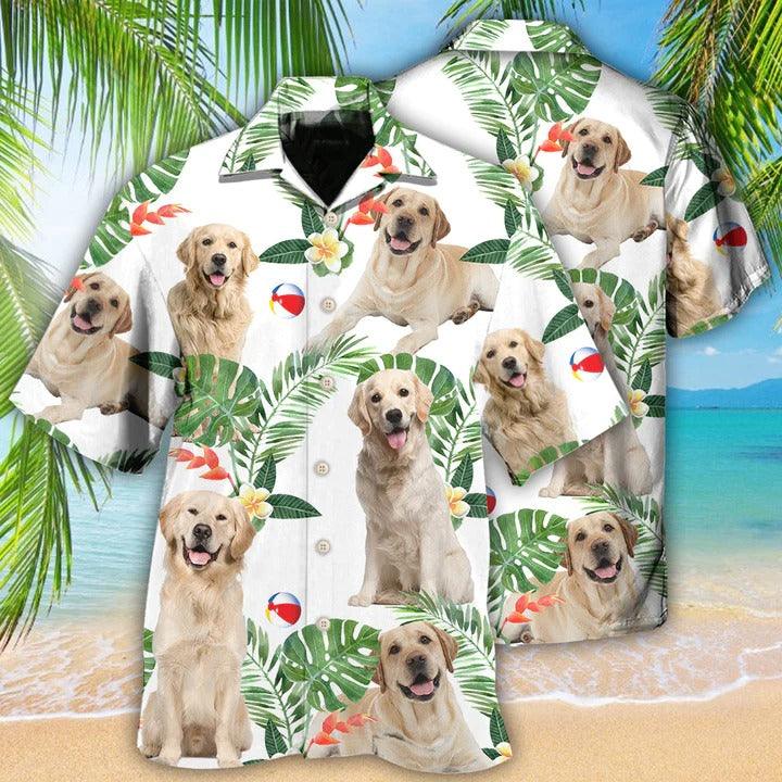 Labrador Retriever Aloha Hawaii Shirt - Dog Tropical Leaf White Style Hawaiian Shirt For Summer - Perfect Gift For Dog Lovers, Friend, Family