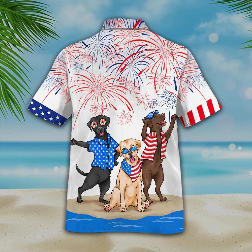 Labrador Retriever Aloha Hawaiian Shirts For Summer, Happy Independence Day Hawaiian Shirt For Men Women, Gift For Dog Lovers, Fourth Of July Holiday - Image 2
