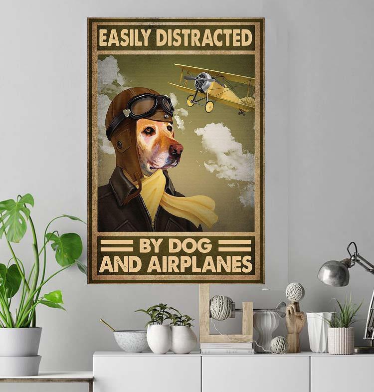 Labrador Retriever Portrait Canvas - Easily Distracted By Dogs And Airplanes Canvas - Perfect Gift For Labrador Retriever Lover, Dog Lover