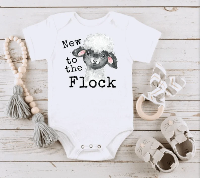 Lamb Baby Onesies, New to the Flock Onesie bodysuit, Baby lamb onesie, farm animal onesie, Newborn Onesies - Perfect Gift For Baby, Baby Gift Onesie