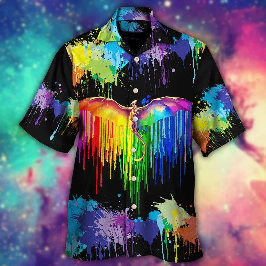 LGBT Aloha Hawaiian Shirt For Summer - LGBT Pride Dragon The Color Of Happiness Hawaiian Shirt - Rainbow Dragon Hawaiian Shirt - Perfect Gift For LGBT - Image 2