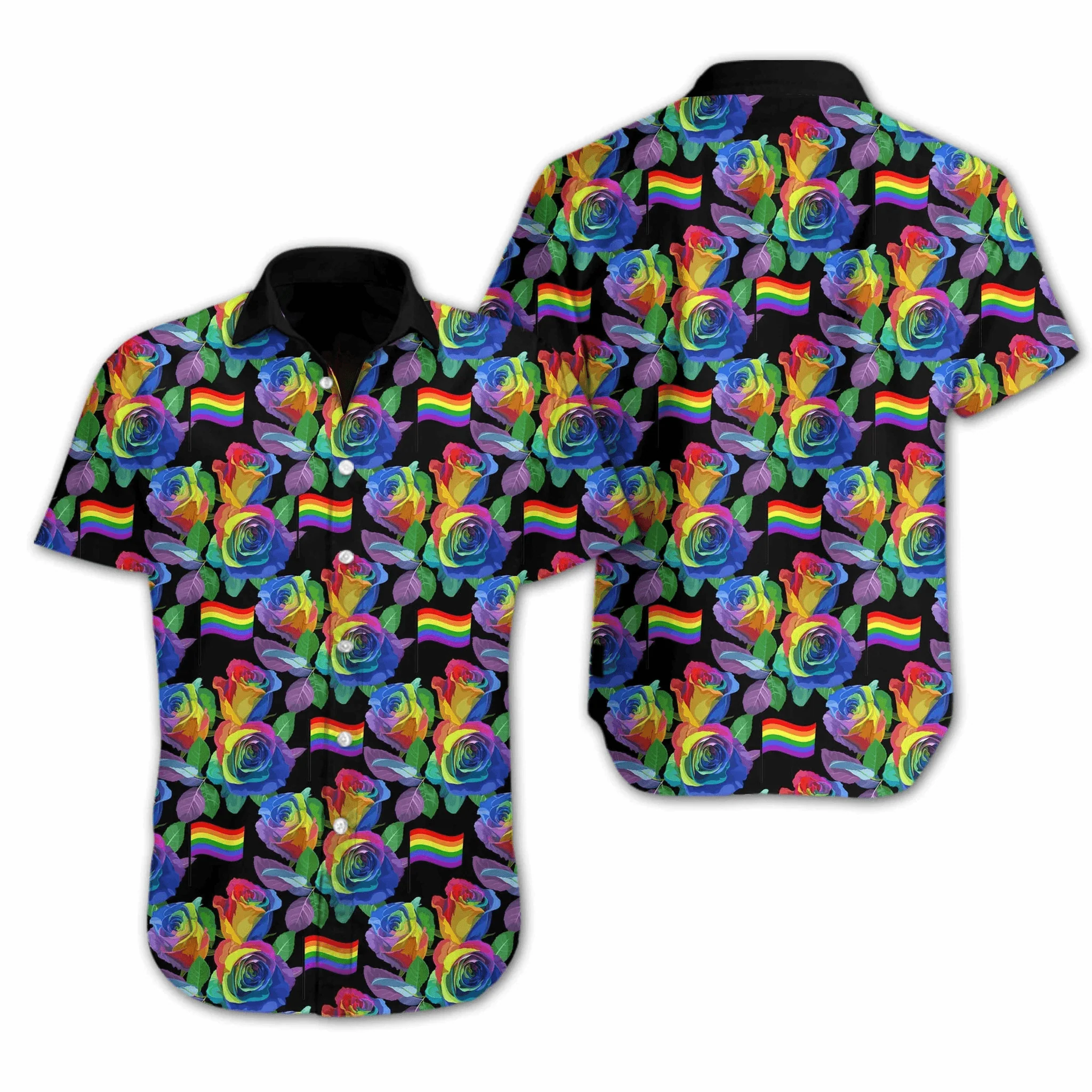 LGBT Aloha Hawaiian Shirts For Summer, Ally Pride Month Rose Colorful Of LGBT Hawaiian Shirts, Gift For Gaymer And Lesbian