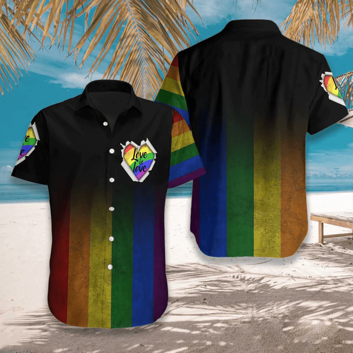 LGBT Aloha Hawaiian Shirts For Summer, Love Is Love Heart Colorful Rainbow LGBT Hawaiian Shirts, Pride Gift For Gaymer And Lesbian, Gay