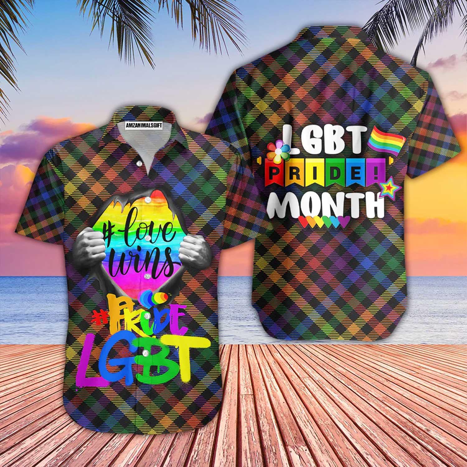 LGBT Aloha Hawaiian Shirts For Summer, Love Wins LGBT Pride Month Colorful Rainbow Hawaiian Shirts, Gift For Gaymer And Lesbian, Friend