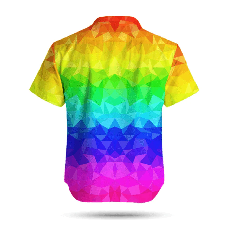 LGBT Aloha Hawaiian Shirts For Summer, Polygonal American Flag Inside Colorful Rainbow LGBT Hawaiian Shirts, Pride Gift For Gaymer And Lesbian - Image 3