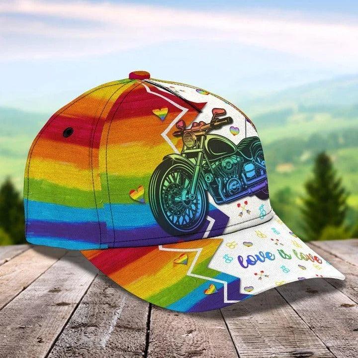LGBT Cap, Biker Pride Flag LGBT Classic Cap Hat For Men And Women - Perfect LGBT Gift For Love Biker, Friend, LGBT Pride Month - Love Is Love - Image 2