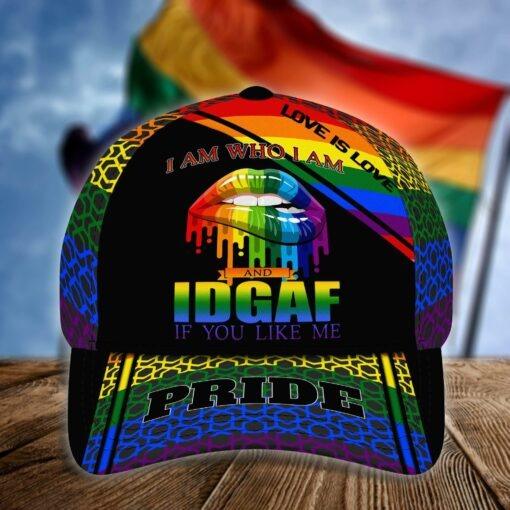 LGBT Cap, Lips Rainbow LGBT Pride Classic Cap Hat For Men And Women, Perfect LGBT Gift For Friend, Couple - I Am Who I Am And Idgaf If You Like Me