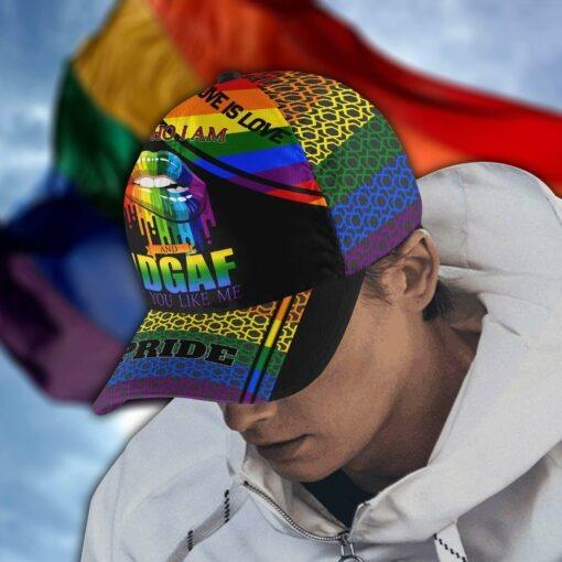 LGBT Cap, Lips Rainbow LGBT Pride Classic Cap Hat For Men And Women, Perfect LGBT Gift For Friend, Couple - I Am Who I Am And Idgaf If You Like Me - Image 2