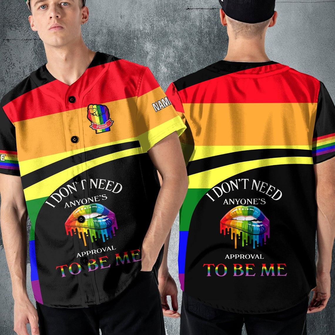 LGBT Custom Name Baseball Jersey, I Don't Need Anyone's Approval To Be Me, Personalized Pride LGBT Baseball Jersey, Gift For Gaymer And Lesbian - Image 3