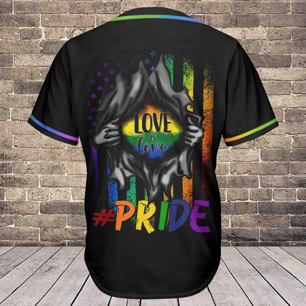 LGBT Custom Name Baseball Jersey, Personalized American Flag Pride Colorful Of LGBT Baseball Jersey, Gift For Gaymer And Lesbian - Love is Love - Image 3