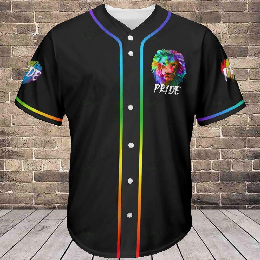 LGBT Custom Name Baseball Jersey, Personalized Lion Colorful Of LGBT Baseball Jersey, Gift For Gaymer And Lesbian - Who I'm Meant To Be This Is Me - Image 3