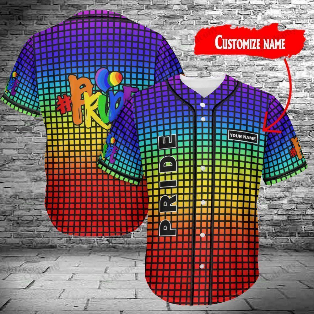 LGBT Custom Name Baseball Jersey, Personalized Pride Plaid Pattern Colorful Of LGBT Baseball Jersey, Gift For Gaymer And Lesbian