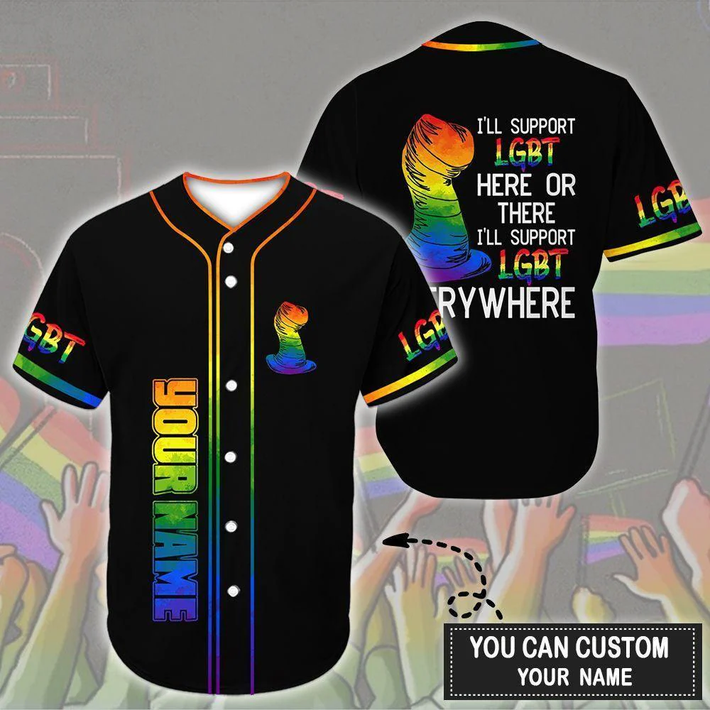 LGBT Custom Name Baseball Jersey, Support LGBT Everywhere, Personalized Pride Colorful Of LGBT Baseball Jersey, Gift For Gaymer And Lesbian