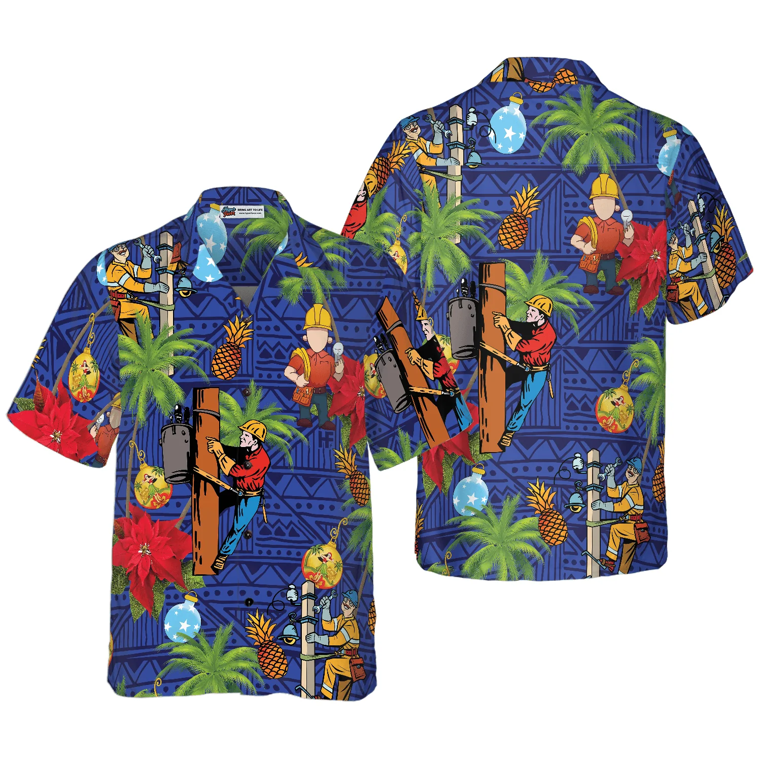 Lineman Hawaiian Shirt - Lineman Proud Tropical Pineapple Palm Tree Hawaiian Shirt, Colorful Summer Aloha Shirt For Men Women, Gift For Friend, Family